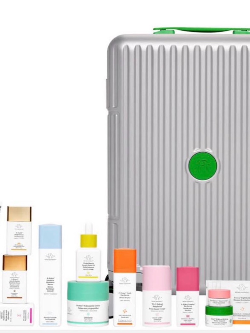 Drunk Elephant Skincare Set with Silver Case and Multicolored Caps